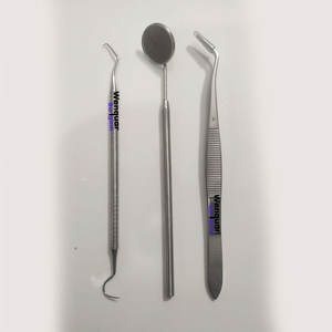 Kit complet d'hygiène dentaire en acier inoxydable, grattoir à plaque et tartre, cure-dent, miroir buccal et instruments à pince - Product Image 1