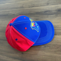 Gorras de béisbol de 6 paneles con estampado bordado ajustable, sombreros para hombre con logotipo personalizado, sombrero de plástico de Color rojo y azul, cierre de alta calidad
