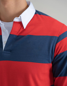 Camisetas de Rugby Transpirables de Alta Calidad para Hombre, Logotipo Personalizado OEM, Bordado, Corte Ajustado, Algodón Atlético a Rayas - Product Image 6