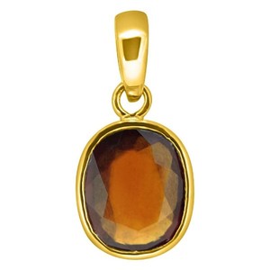 NOVAMART Fine Hessonite Garnet (Gomed) 4.25-12.25 Ratti Natural Certified Astrological Gemstone Pendant Ashtdhatu Bezel Fine <b>Pen</b> - Product Image 1