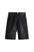 Shorts en jean pour homme coupe droite vintage, délavé clair, respirant, 100% coton, style streetwear, collection automne - Product Image 5