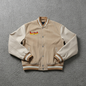 Veste d'hiver hip hop en laine de qualité supérieure pour hommes avec manches en cuir chaudes Vente en gros - Product Image 1