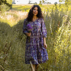 Nouvelle robe bohème Floria main bloc imprimé coton robe florale éthique à la main été décontracté Occasion porter - Product Image 6