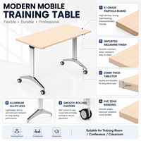 Table de formation escamotable à plateau rabattable, bureau de séminaire mobile avec panneau de modestie, panneau de particules E1, pieds en aluminium pour salle de classe et conférence
