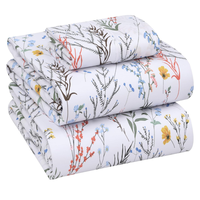 Vente en gros de draps de lit en tissu d'ameublement de luxe en mélange de coton et de polyester imprimé |   Lit Queen King Size |   Literie d'hôtel 200/300TC |
