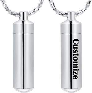 เครื่องประดับสแตนเลสสตีลสีดำสำหรับใส่เถ้ากระดูกสร้อยคอโกศทรงขี้เถ้าที่ระลึกกำหนดขนาดได้เอง - Product Image 3