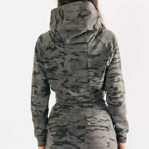 Conjunto de ropa de marca de lujo al por mayor para mujer, Conjunto personalizado de pantalones de pierna pesada con cremallera y Sudadera con capucha y cremallera, conjunto de camuflaje - Product Image 5