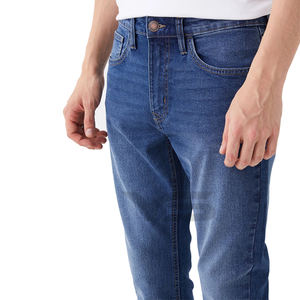 Top Quality Wholesale Custom Washed Pure <b>Denim</b> Jeans Street Trend Retro Pants Slim Fit Straight-Leg Jeans for Fen - Product Image 2