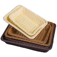 Panier à pain et fruits en rotin en plastique tissé pour la maison ou le restaurant polyvalent pour le stockage de pain de légumes de serviettes