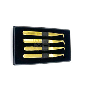 Pinzas para Extensión de Pestañas de Alta Calidad, 4 Piezas, en Caja de Cartón Recubierta de Papel Negro, Personalizables - Product Image 2