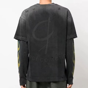 เสื้อยืดคอกลมแขนยาวสำหรับเด็กผู้ชายเสื้อยืดฟิตเนสสองชั้นออกแบบขนาดลำลอง - Product Image 3