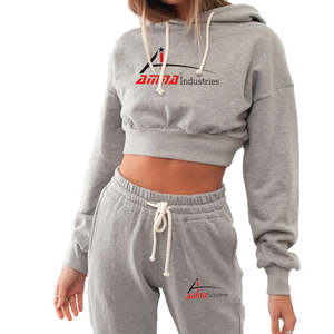 Hot Sell Custom logo high quality street wear fleece crop top hoodie custom blank women cropped hoodie <b>jumper</b> hoodies - Product Image 1