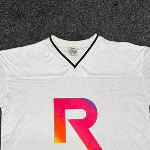 Camiseta de fútbol americano de alta calidad personalizada, fabricante de camiseta de béisbol deportiva de malla de gran tamaño, camiseta de corte cuadrado recortada para hombre - Product Image 2