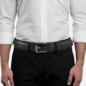 Ceinture habillée classique en cuir véritable pour homme, faite à la main, 100 % cuir de vachette, pour le travail, les affaires ou décontractée, avec logo personnalisé en acier - Product Image 6