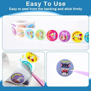 Rollo de Pegatinas Decorativas con Temática Animal, 500 Pegatinas de Dibujos Animados para Regalos Promocionales - Product Image 4