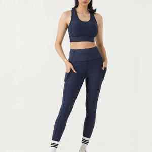 Ensemble de yoga 2 pièces pour femme, leggings de sport sans couture et haut court, tenue de fitness, séchage rapide - Product Image 4