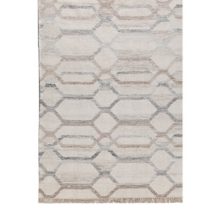 พรมทอมือลายเรขาคณิตทรงสี่เหลี่ยมผืนผ้า ทำจากขนสัตว์และใยวิสโคส ยี่ห้ออินดัสบาร์ รุ่นไอวอรี่ แฟลตวีฟส์ สำหรับห้องโถง ห้องนั่งเล่น และห้องนอน รุ่น-PDWV-28 - Product Image 4