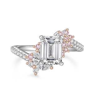 Jeulia 18K Gold Plated Sterling <b>Silver</b> <b>Emerald</b> Cut Bypass Flower Butterfly Engagement <b>Ring</b> - Product Image 1