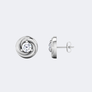 Boucles d'oreilles clous solitaires rondes 1.00CTW en or avec diamant de laboratoire couleur E, serti en panier, bijoux étincelants pour femme - Product Image 6