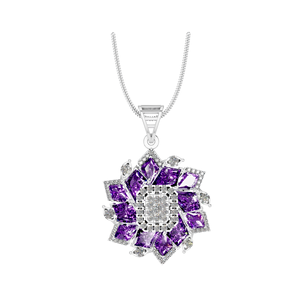 จี้เพชรโมอิสซาไนต์ทรงบริลเลียนต์คัต เงินแท้ 925 ดีไซน์รัศมีดอกไม้ ชุบโรเดียม หรูหรา ทันสมัย เหมาะสำหรับเป็นของขวัญในโอกาสแต่งงาน - Product Image 3