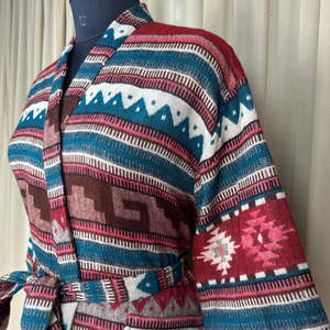 Women's Wool Blend Kimono Winter Warm Cozy Jacket and <b>Short</b> <b>Dress</b> Geometric <b>Cardigan</b> Handmade Loungewear Mom Gift - Product Image 6