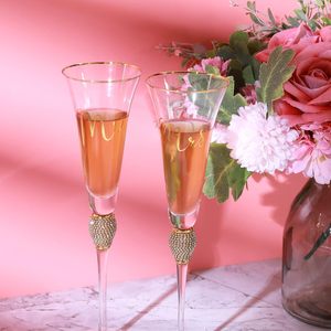 Oem Tùy Chỉnh Rượu Sâm Banh Kính Đám Cưới Rượu Sâm Banh Sáo Nướng Với Bánh Dao Và Thìa Quà Tặng Sáng Tạo Pha Lê Rượu Vang Thủy Tinh Thiết Lập - Product Image 2