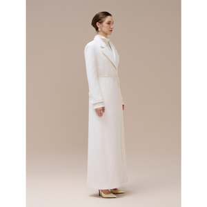 Abrigo largo para mujer, fabricación de fábrica, con bolsillos Gwen abrigo largo, abrigos largos de lana de Tweed, fábrica profesional Whiteant - Product Image 1