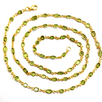 Vêtements de mariage de tous les jours 925 collier de chaîne à maillons en argent sterling à la mode péridot pierres précieuses plaqué or Style classique pour dames