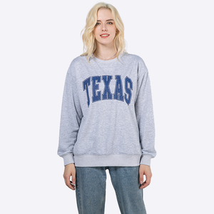 Sweat-shirt en molleton à col montant décontracté pour femme, personnalisé, avec impression de lettres, couleurs et logos personnalisés, vente en gros - Product Image 2