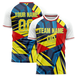 Maillot de football imprimé en gros de haute qualité respirant tissu d'évacuation de la transpiration polyester football chemises de football o-cou - Product Image 1