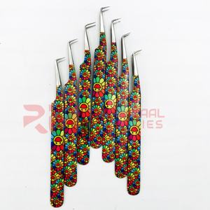 Super septiembre Pinzas de extensión de pestañas con punta de 90 grados Juego de pinzas de pestañas recubiertas de papel personalizadas - Product Image 5