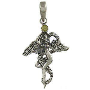 Pendentif ange en or rose 925 avec pierre verte pour femme, cadeau de bijoux religieux - Product Image 1