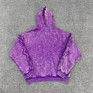 เสื้อฮู้ดผู้ชายผ้าฝ้ายเนื้อหนาทรงโอเวอร์ไซส์ สไตล์ลำลองแนวสตรีท พร้อมชายเสื้อแบบริบและดีไซน์ฮู้ดแขนยาว - Product Image 6