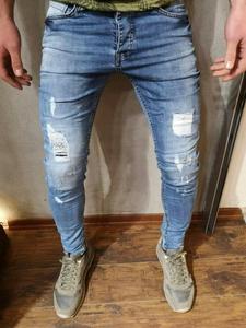 ขายส่งที่กําหนดเองบุรุษกางเกงยีนส์ลําลองสีฟ้าบางกางเกงยีนส์ธรรมดากางเกงยีนส์ผู้ชายกางเกงยีนส์รัดรูปสลิมฟิตล้างกางเกงยืดสีฟ้า - Product Image 3