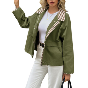 Custom High Quality Canvas <b>Jacket</b> For Women Breathable Design Turn Down Collar <b>Zip</b> <b>up</b> <b>Jackets</b> For Women - Product Image 3