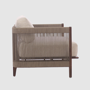 Jardín al aire libre Patio Villa Muebles para el hogar Silla de salón Materiales de madera maciza de teca con cuerda y cojín Diseño moderno-Joi - Product Image 3