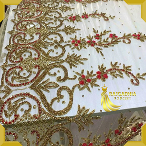 Fabrication indienne de tissu de luxe en dentelle Tissu de luxe en dentelle brodée 3D pour robe de soirée - Product Image 3