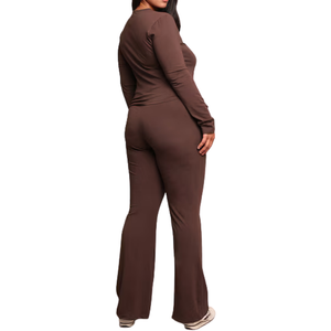 Ensemble de yoga en tissu écologique grande taille avec taille haute extensible, matériau durable, confortable et offrant un soutien, vêtements de sport actifs pour femmes - Product Image 2