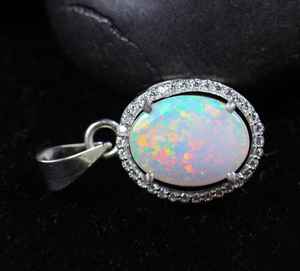 Natural Fire Opal Pendant Sterling Silver 14K Gold Plated October Birthstone Jewelry Gift For Her - Product Image 6