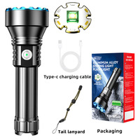 Senter LED Portabel Luar Ruangan Berbahan Aluminium Alloy Hitam Tahan Air, Dapat Diisi Ulang via USB dengan 1000 Lumens untuk Detektor Kalajengking