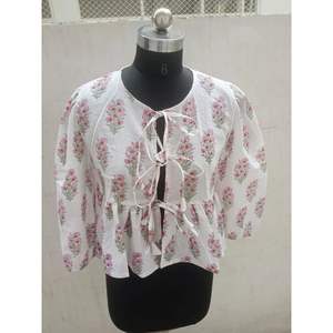 Top en coton à col haut pour femme-Vêtements d'extérieur en rayonne vintage avec décoration en dentelle Disponible en tailles XL 3XL 4XL Style décontracté - Product Image 3