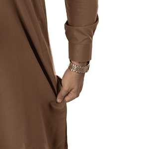Kurta pour homme E-29 marron 100% coton respirant - Product Image 5