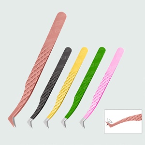 แหนบสเตนเลสปลายฝุ่นจับเพชรทำด้วยมือคีมออกแบบออกแบบเองสำหรับการต่อขนตาเครื่องมือความงามหัวแหลม - Product Image 3