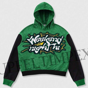 Up-Felt-Impex Sweat à capuche personnalisé avec patchwork et imprimé à manches longues pour hommes Sweat à capuche décontracté à manches longues avec cordon de serrage pour hommes - Product Image 1