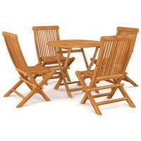 Ensemble de meubles d'extérieur modernes Tamara en teck massif finition naturelle, table ronde de jardin, chaises, rangement, pour villa, parc