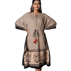 Caftán de satén de manga larga con estampado Digital de primavera para mujer, novedad, cuello en V, hasta la rodilla, adornado, fiesta de playa - Product Image 1