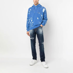 Sudaderas con capucha desgastadas transpirables para hombres adultos con logotipo personalizado, sudaderas con capucha desgastadas básicas de algodón mezclado de gran tamaño para hombres, servicio OEM - Product Image 3