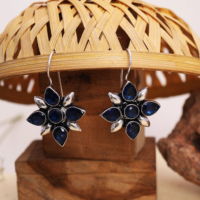 Pendientes Colgantes Florales de Plata Antigua al por Mayor con Circonitas Cúbicas, Engaste Étnico, Joyería Hecha a Mano, Regalo para Mujer, Fiesta, Venta al por Mayor