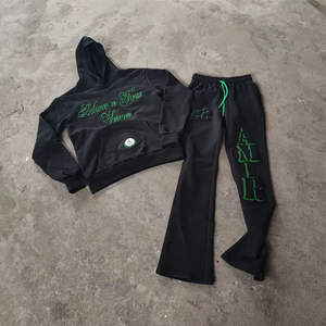 OEM Manufacturer Premium Quality Applique <b>Embroidery</b> And Screen Printing Tracksuit 100% Cotton Fleece Streetwear 660 GSM <b>Set</b> - Product Image 1