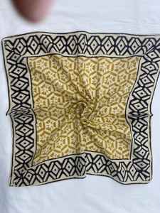 Organic Cotton Handmade Block Print <b>Bandana</b> Scarf Cream Pumpkin Steel - Product Image 4